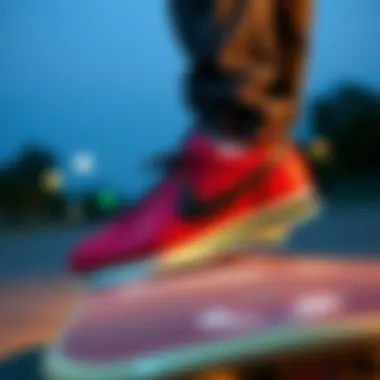 Nike Cortez in Skateboard Context Nike Cortez on a skateboard, illustrating its appeal in skate culture