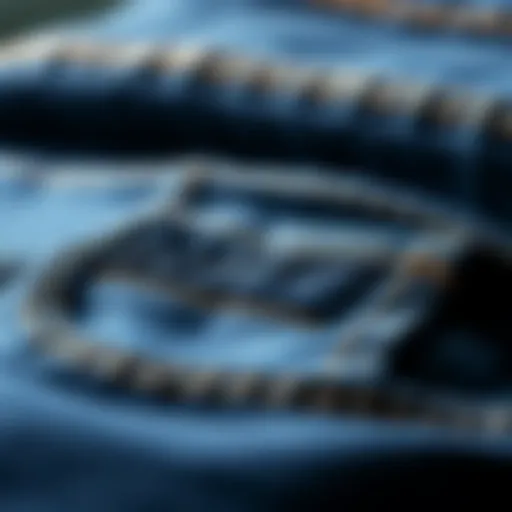 Detailed View of RSQ Jeans Texture and Craftsmanship Close-up of RSQ slim straight jeans showcasing the fabric texture and stitching details