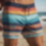 Vibrant design showcasing Salty Crew boardshorts on a beach