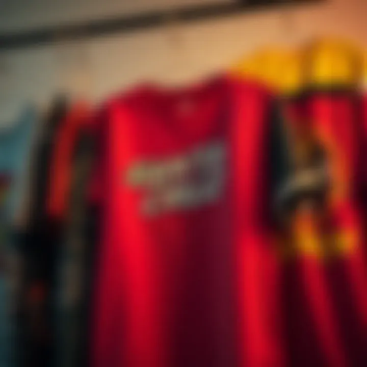 A collection of Santa Cruz shirts representing various styles