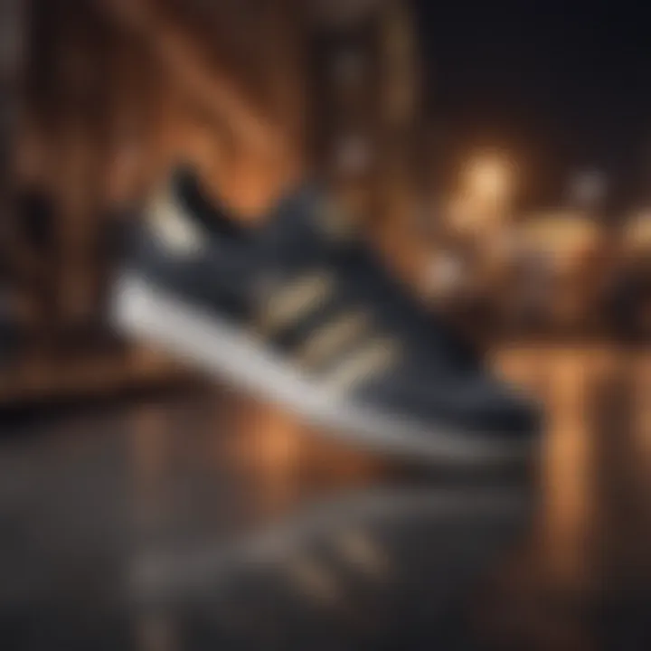 Historical display of Adidas Black Gold shoes in skate culture