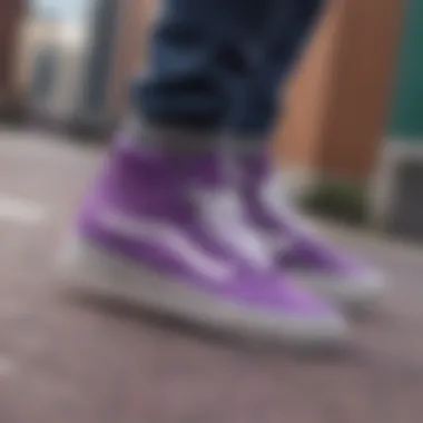 An artistic representation of purple Vans hi tops symbolizing self-expression in skate culture.