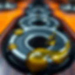 A close-up view of skateboard bearings showcasing different oil types