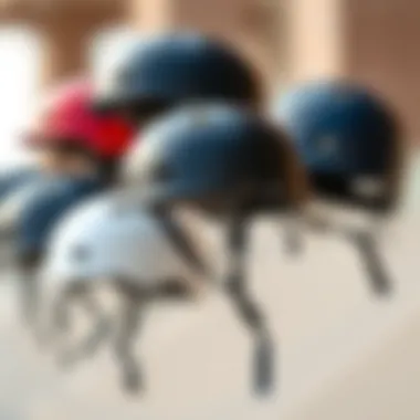 A selection of slim skateboard helmets showcasing various colors and styles