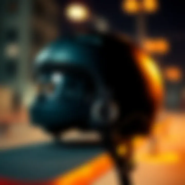 A close-up view of helmet materials highlighting safety technology