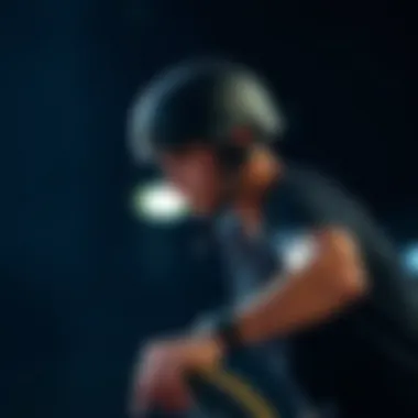 A skateboarder wearing a slim helmet in action, demonstrating performance