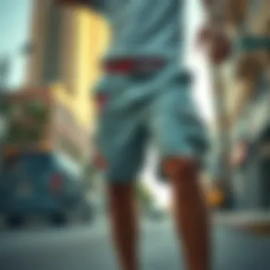 Stylish Summer Shorts in Urban Environment Fashionable summer shorts in urban setting