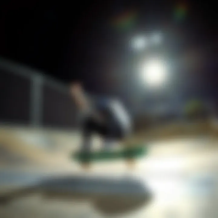 Dynamic Performance with 7.75 Skateboards Skater performing tricks on a 7.75 skateboard in a skate park