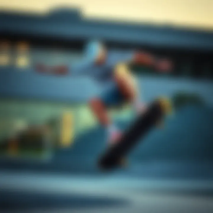 Skateboarder in Action with Adidas Apparel Skateboarder wearing Adidas apparel while performing a trick