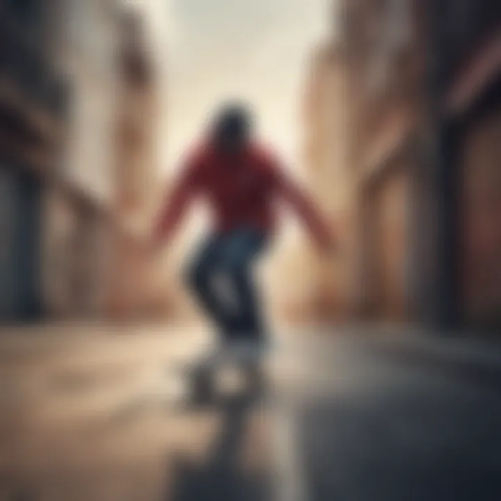 Skateboarder wearing adidas sweter in an urban setting