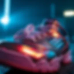 Close-up of Fila metallic sneaker design reflecting light