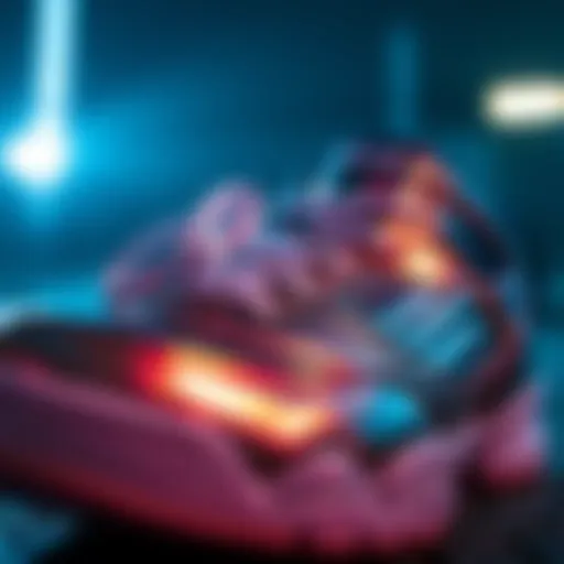 Close-up of Fila metallic sneaker design reflecting light