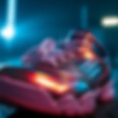 Detailed View of Fila Metallic Sneakers Close-up of Fila metallic sneaker design reflecting light