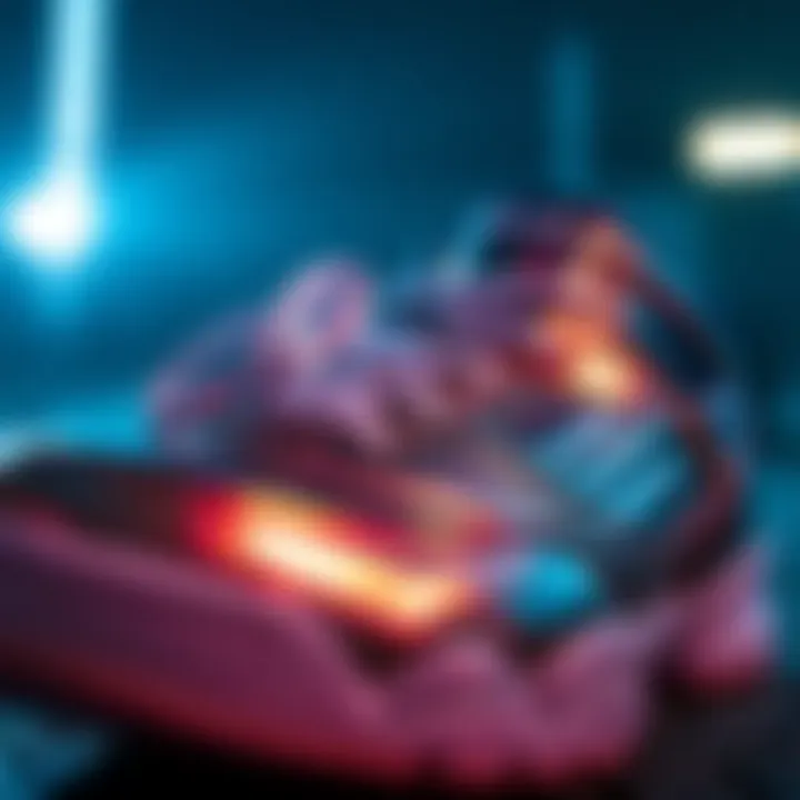 Detailed View of Fila Metallic Sneakers Close-up of Fila metallic sneaker design reflecting light