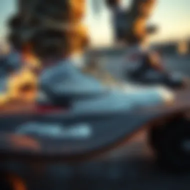 Fila Sneakers in Skate Culture Setting Fila metallic sneakers paired with skateboard gear and accessories