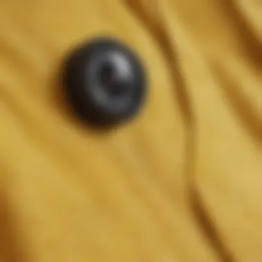 Close-up of texture and fabric of yellow Vans shorts