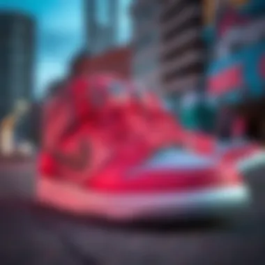 Stylish Skate Shoes in Urban Environment Skate shoes on a vibrant urban backdrop emphasizing style