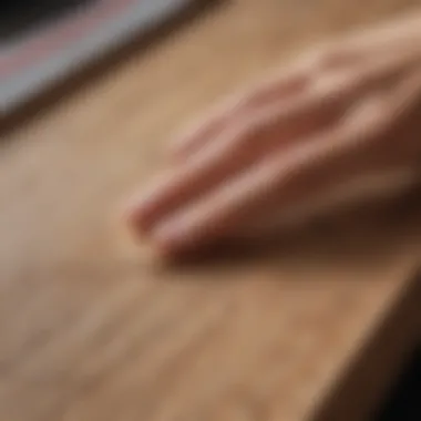 Close-up of a finger board demonstrating its unique grip and texture.