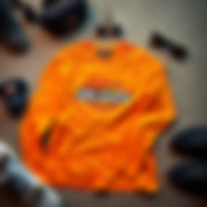 Flat lay of Dickies long sleeve t-shirt styled with skate gear and accessories