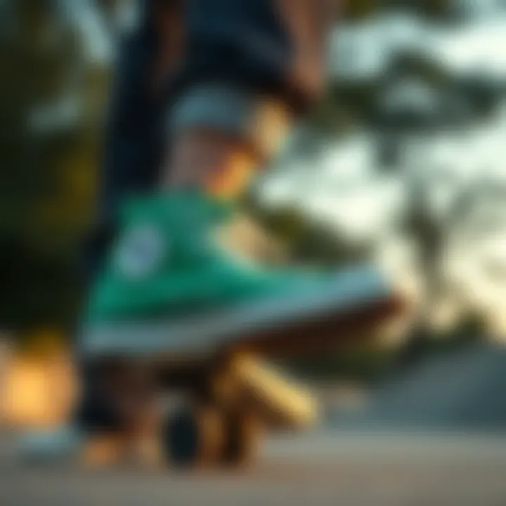 Aesthetic Appeal of Court Green Converse Stylish skateboarder wearing Court Green Converse