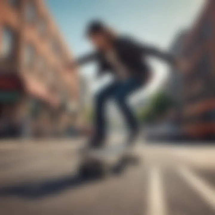 Skateboarder riding the Globe Blazer Cruiser in an urban setting