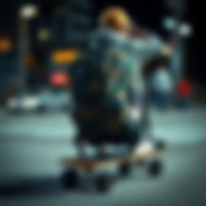 Nike Camo Backpack in Action Stylish Nike camo backpack on a skateboard