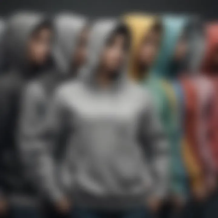 A conceptual image illustrating the evolution of hoodies in modern fashion through various styles.