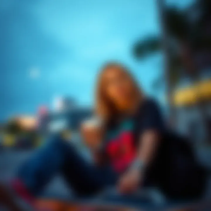 Fashionable outfit pairing graphic tee with accessories