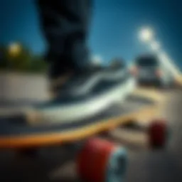 Vans shoes showcased on a skateboard