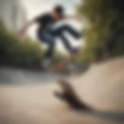 A young skateboarder performing a trick on the half-pipe