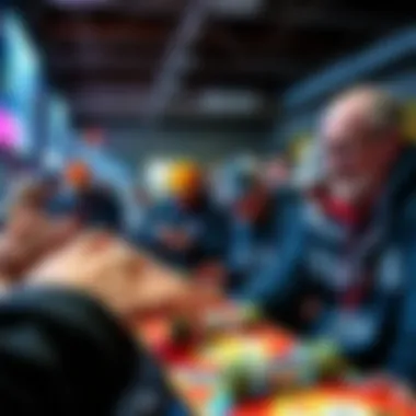 Community of Fingerboarding Enthusiasts A vibrant community scene of fingerboarding enthusiasts engaging with Tech Decks