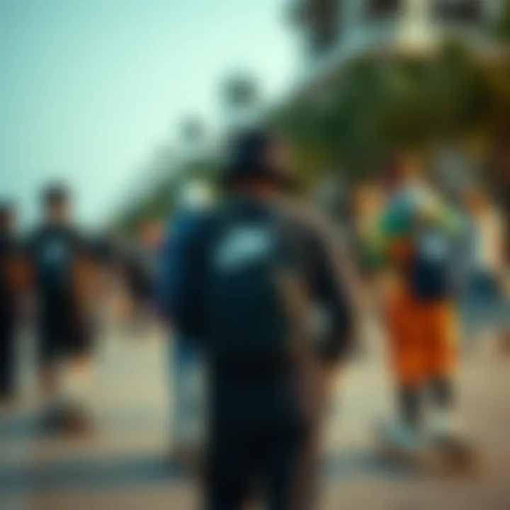 Community Connection with Small Nike Backpacks Group of skateboarders with small Nike backpacks