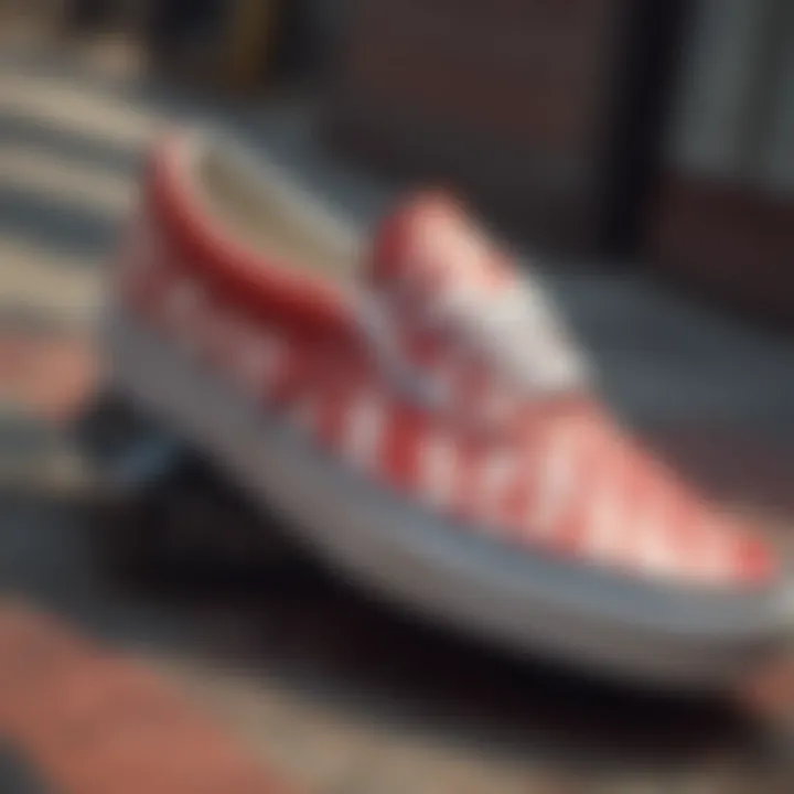 Close-up of the Vans red checkered pattern