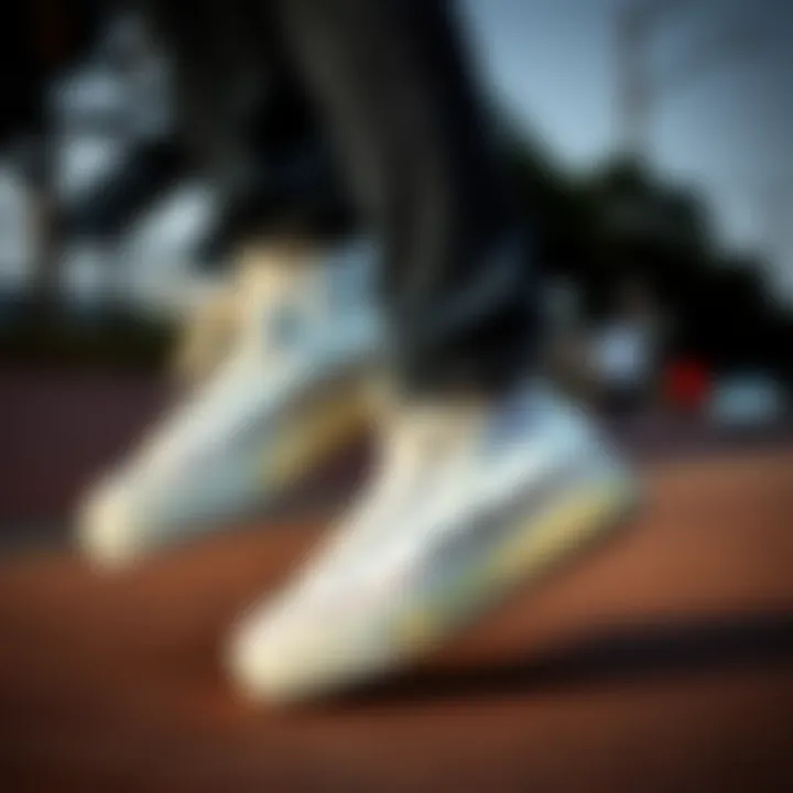 Action Shot of Skateboarding with White Converse Thick Soles Skateboarding scene showcasing white Converse thick soles in action