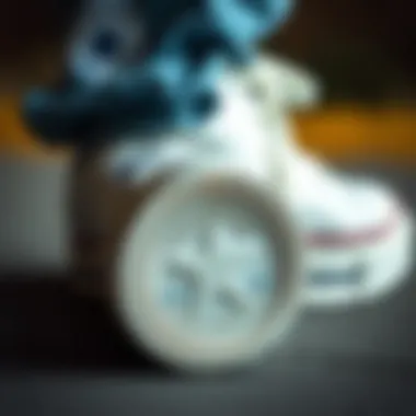 Detailing of White Converse Thick Sole Close-up of white Converse thick sole detailing