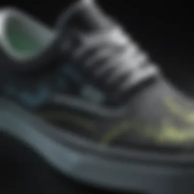 Close-up of glow-in-the-dark material on Vans shoes