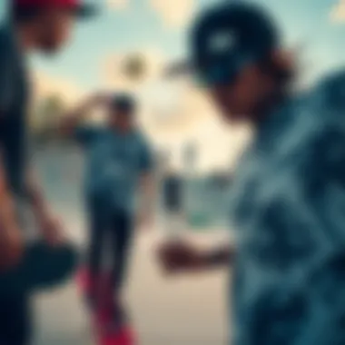 Skate Park Scene A vibrant skate park scene with diverse skateboarders