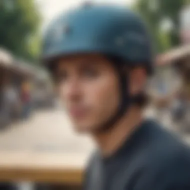 Skateboarder wearing a Pro Tec helmet