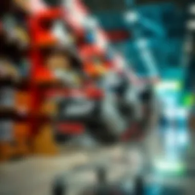 Shopping cart filled with HUF socks during a sale event