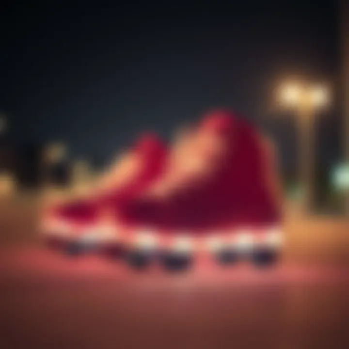 Artistic Glow of Roller Skate Shoes at Night An artistic shot of light up roller skate shoes illuminated under a night sky.