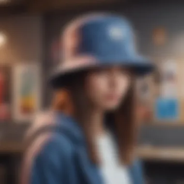 Bucket Hats in Social Media Fashion An influencer showcasing a stylish outfit complemented by a fashionable bucket hat on social media.