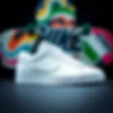 Classic Silhouette of Nike Blazer 77 White Classic silhouette of the Nike Blazer 77 White against a skateboard backdrop