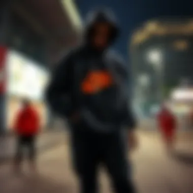 Nike Sweat Suits in Urban Skate Culture Dynamic display of Nike sweat suits in an urban skate setting