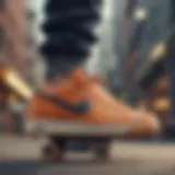 Stylish design of Nike Pro shoes in action on a skateboard