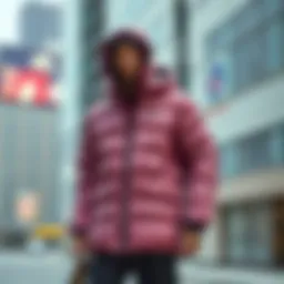 Stylish Nike puffer coat displayed on a modern urban backdrop