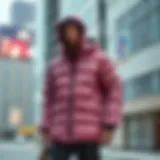 Urban Chic: Nike Puffer Coat Stylish Nike puffer coat displayed on a modern urban backdrop