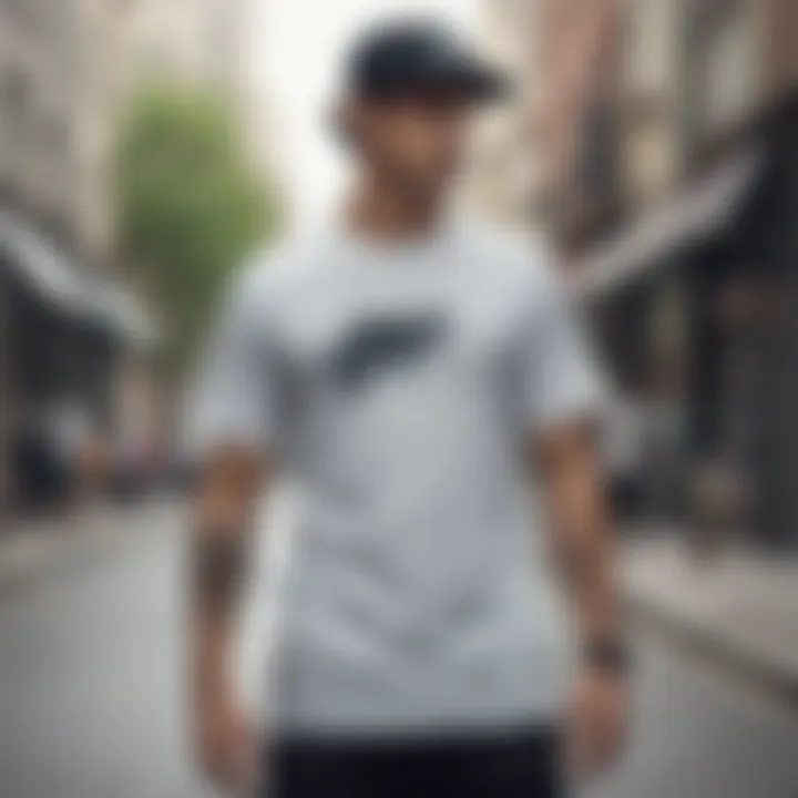 Skateboarder wearing Nike Shirt Pack in an urban environment