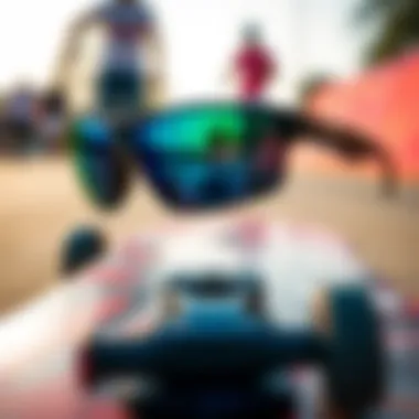 Oakley Prizm Polarized Sunglasses in Skate Culture Stylish Oakley Prizm polarized sunglasses on a skateboard