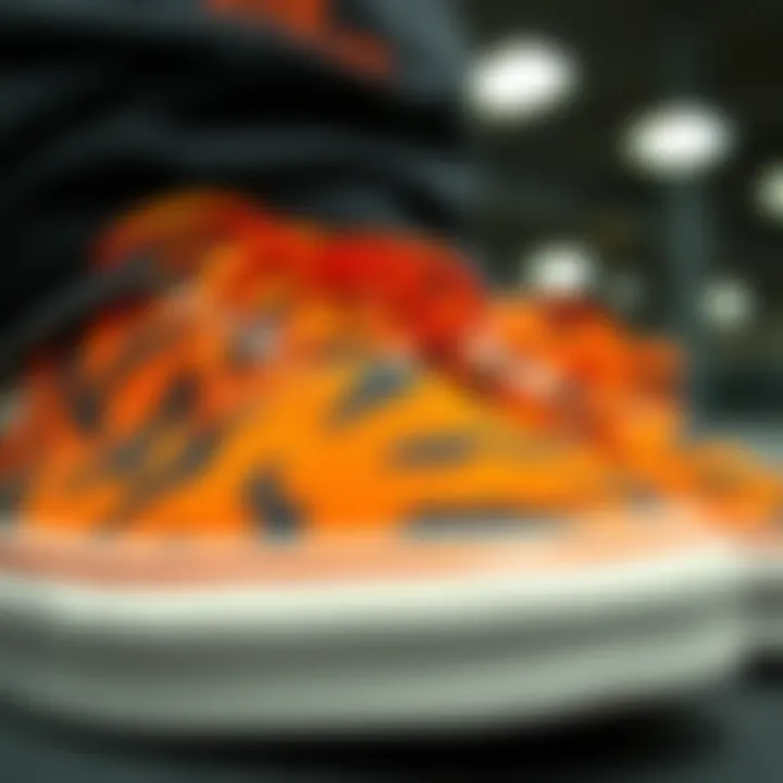 Design Details of Orange Camouflage Vans Close-up of orange camouflage Vans showcasing unique design patterns