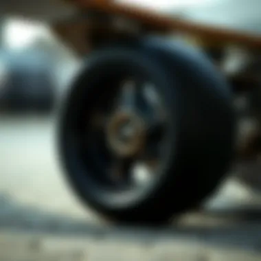 Close-up of a penny board wheel showcasing its design